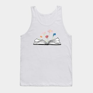 Flowers growing form a book - beautiful reading - blue Tank Top